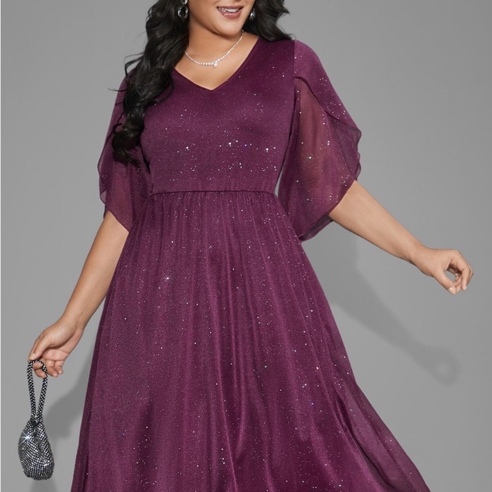 BloomChic Plum Sparkle Maxi Dress